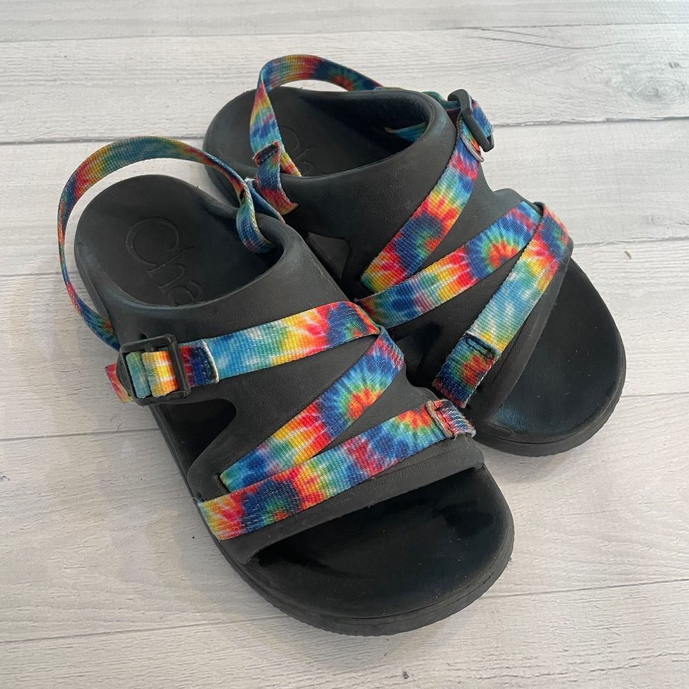 Chaco Rainbow Tie Dye Sling Back Slides big kids 4